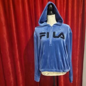 BUNDLE SALE! FILA Blue Velour Hoodie Size L